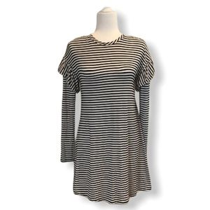 Love‎ Fire Long Sleeve Striped Dress Black White Small NEW